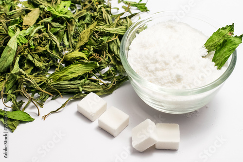 Dry stevia leaves