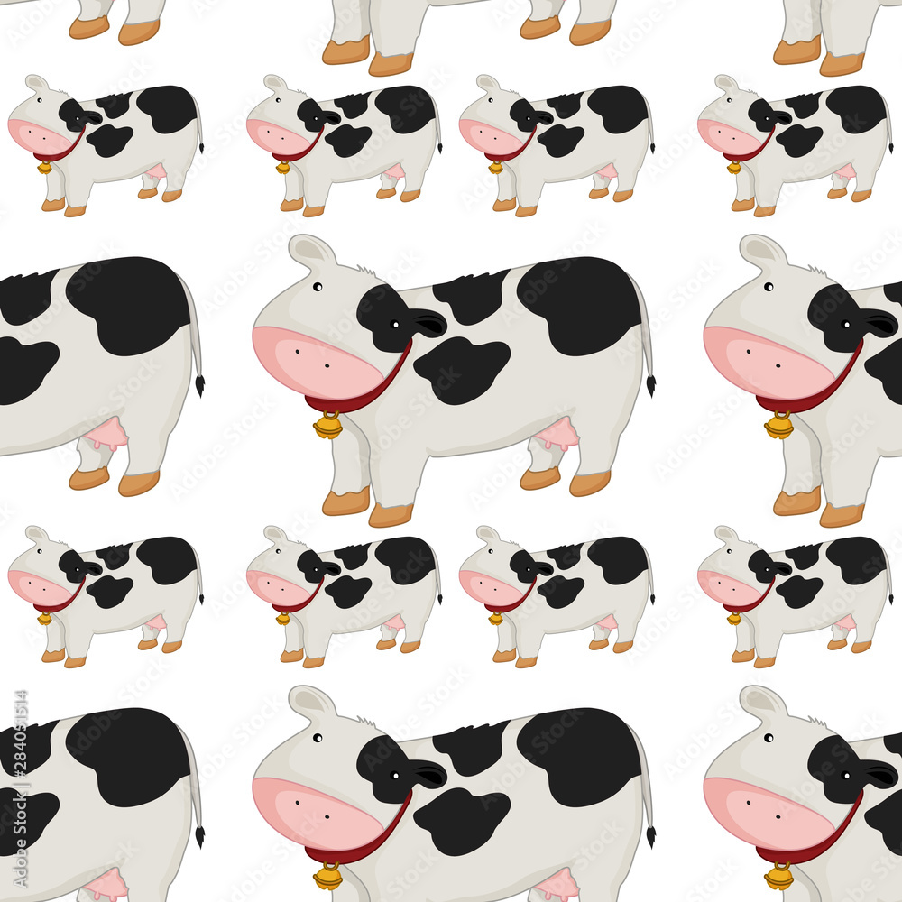 Naklejka premium Seamless pattern tile cartoon with cow
