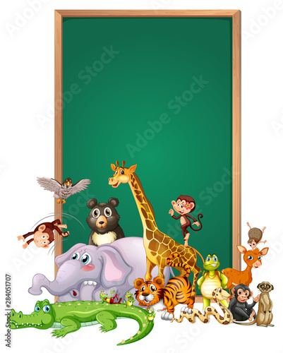 Border template design with cute animals