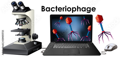 Close up isolated object of virus Bacteriophage