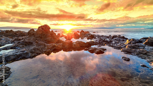 Sunset reflections at Polo Beach Wailea Maui Hawaii photo