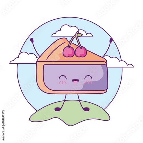 delicious slice cake kawaii style