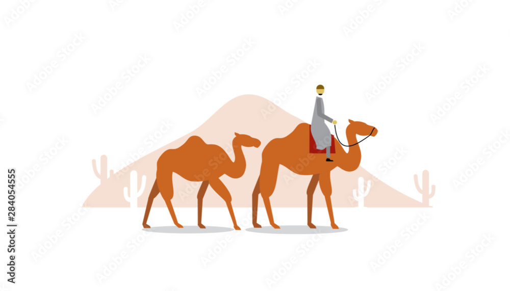 people ride camels in the desert vector eps 10 people ride camels in the desert vector eps 10
