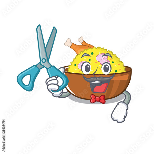 Barber biryani chicken above the cartoon plate