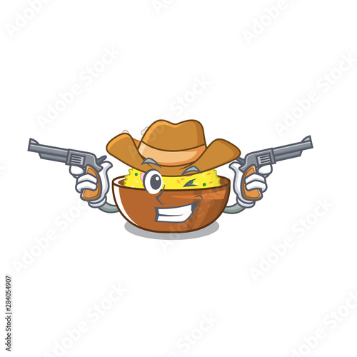 Cowboy biryani chicken above the cartoon plate
