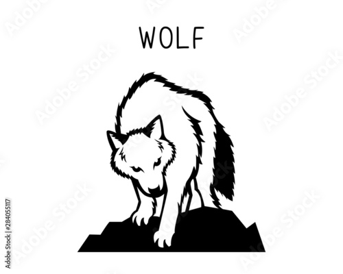 wolf vector illustration. Design can be used as tattoos, decal, stencil, vinyl, t-shirt printing etc