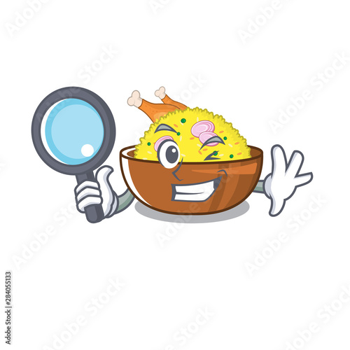 Detective chicken biryani cooked in character skillet