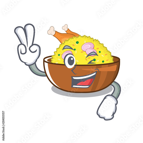 Two finger chicken biryani cooked in character skillet