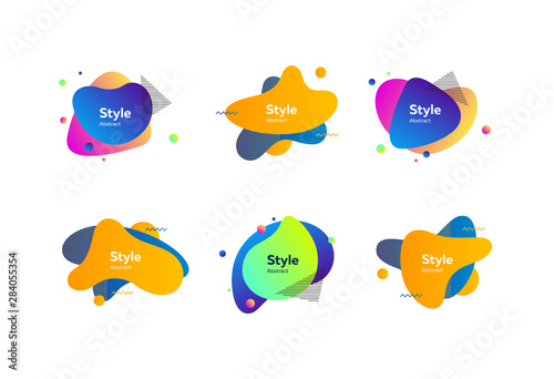 Creative colorful abstract forms. Dynamical colored forms. Gradient banners with flowing liquid shapes. Template for design of landing page, placard or presentation. Vector illustration