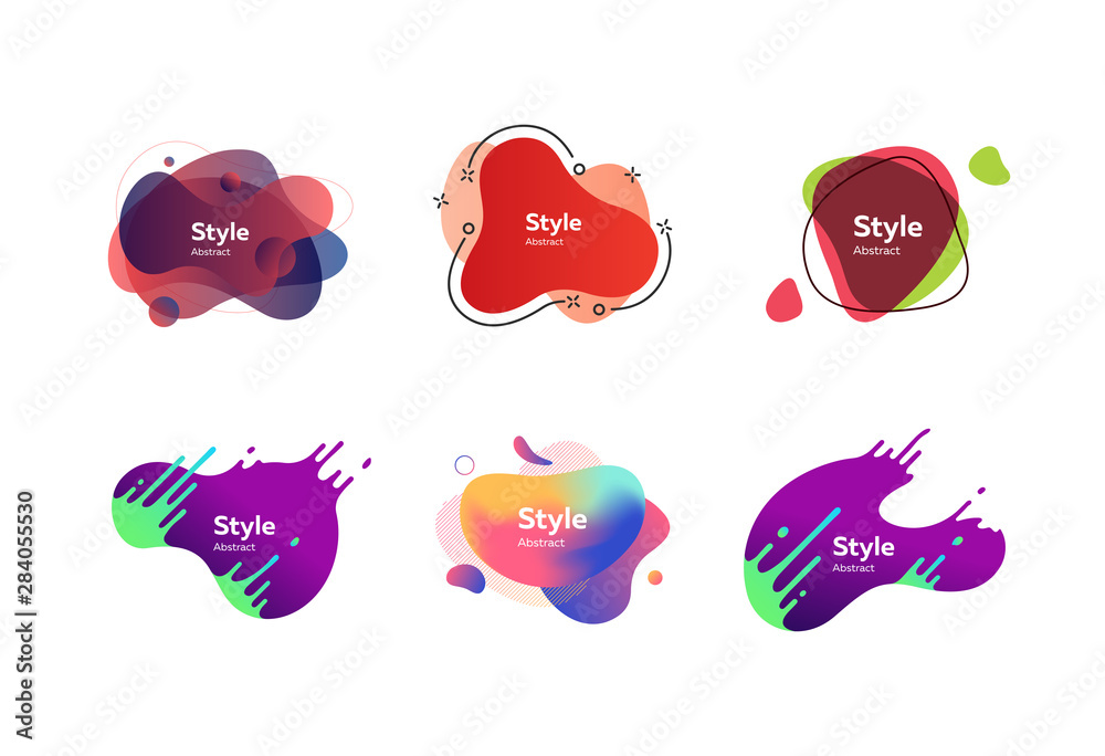 Neon multi layer shapes set. Modern abstract banners with sample text. Trendy minimal templates for presentations, banners, apps and web pages. Vector illustration Neon multi layer shapes set. Modern abstract banners with sample text. Trendy minimal templates for presentations, banners, apps and web pages. Vector illustration