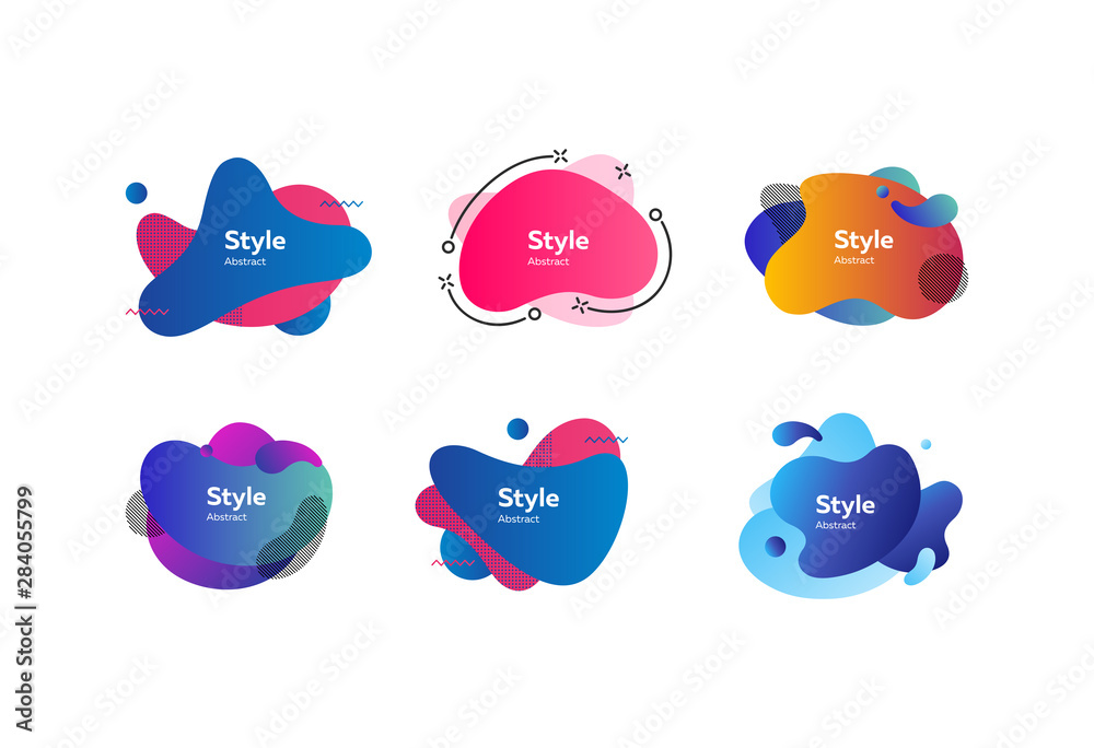 Set of trendy multi-colored graphic elements. Bright background. Vector illustration. Can be used for advertising, marketing, presentation Set of trendy multi-colored graphic elements. Bright background. Vector illustration. Can be used for advertising, marketing, presentation