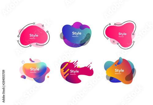 Set of modern abstract dynamical shapes. Gradient banners with flowing liquid shapes. Template for design of logo, flyer or presentation. Vector illustration