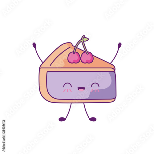 delicious slice cake kawaii style