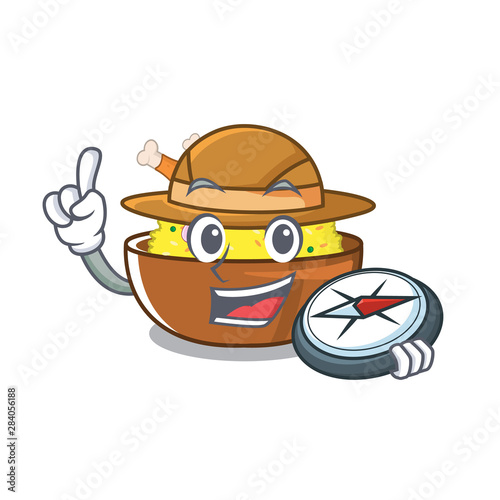 Explorer chicken biryani isolated in the mascot