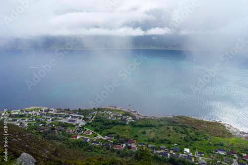 Hiking on a summer's day, Looking out over Alesund a coastal city in Western Norway