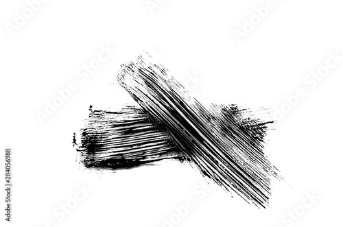 Black mascara brush stroke on white background