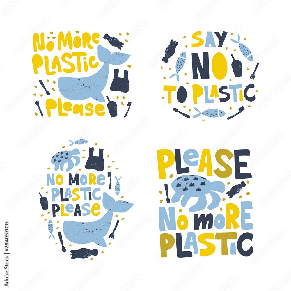 No more plastic word concept banners set