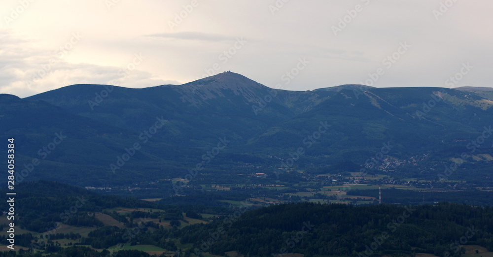 View from Sokolik Mountains in Rudawy Janowickie to the Giant Mountains