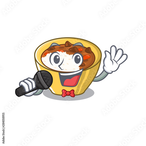 Singing Curry rice in a cartoon lunchbox