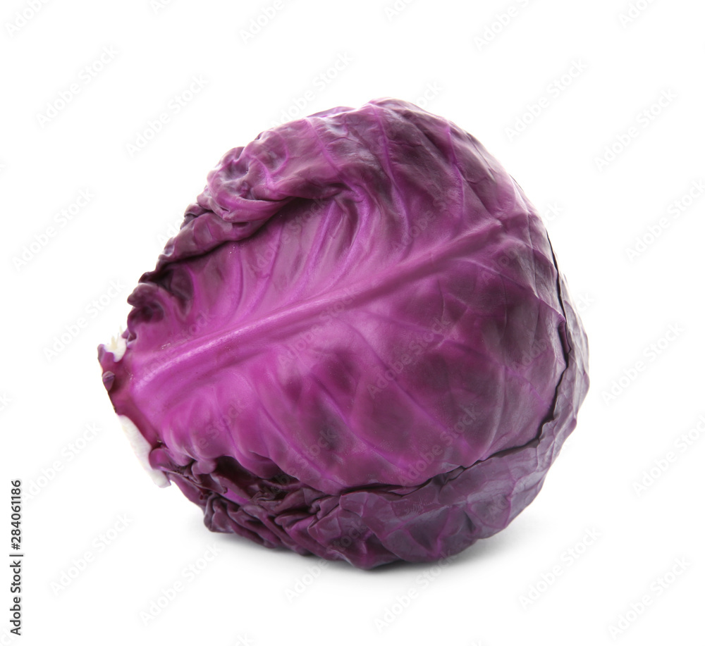Whole ripe red cabbage on white background Whole ripe red cabbage on white background