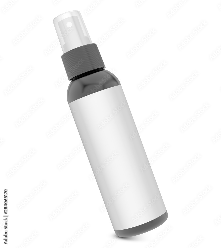 Realistic 3D spray bottle rendering mockup on white background.3D Rendering Realistic 3D spray bottle rendering mockup on white background.3D Rendering