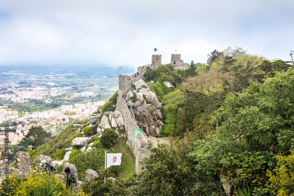 Castle of Moors in Sintra Portugal. May 2019 - Moorish Castle Sintra