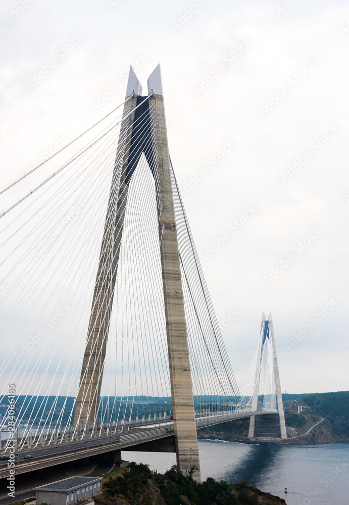 Yavuz Sultan Selim Bridge in Istanbul, Turkey. 3rd bridge of Istanbul Bosphorus. .
