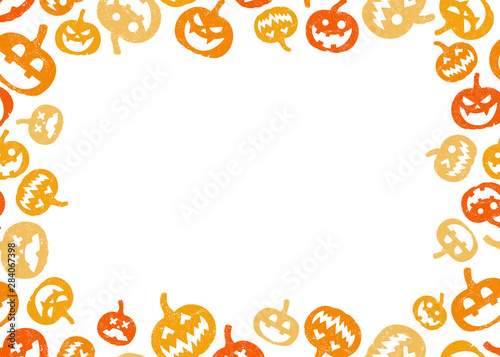 Halloween pumpkin frame border with a middle black space for text, logo, web, or product design. Vector illustration background. 