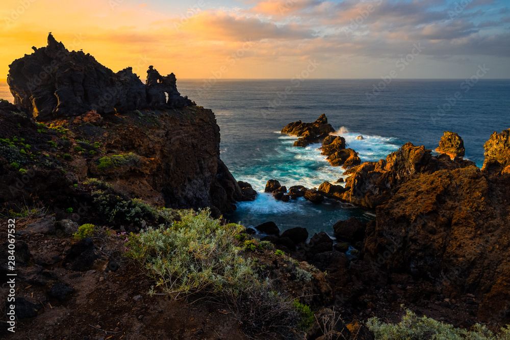 Punta de Juan Centellas cape at sunset, Tenerife Island, Spain