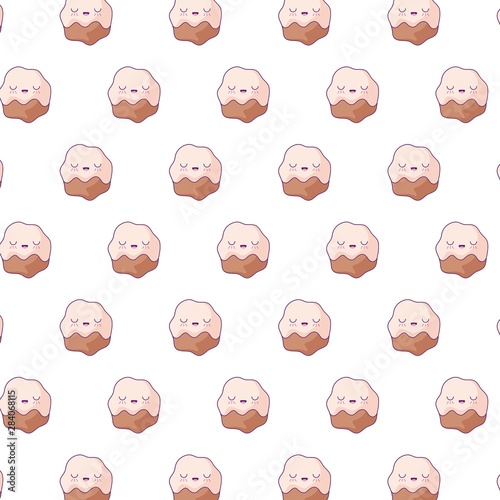 pattern of delicious cupcakes pastry kawaii style