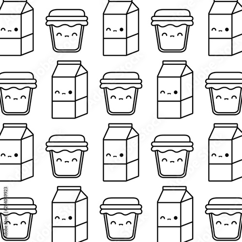 pattern of boxes milk and honey pots kawaii style