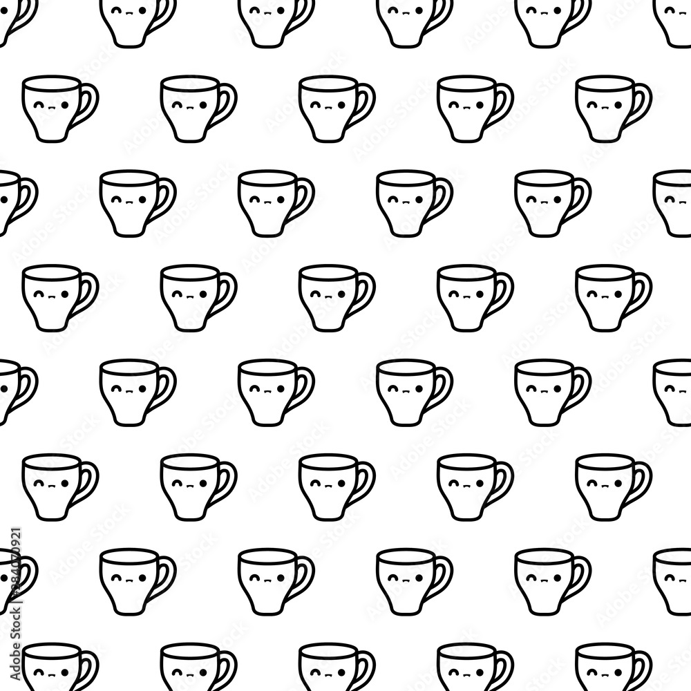 pattern of cute cups kawaii style pattern of cute cups kawaii style