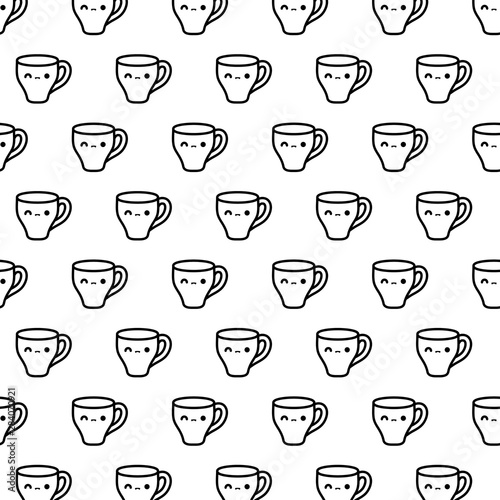pattern of cute cups kawaii style © djvstock