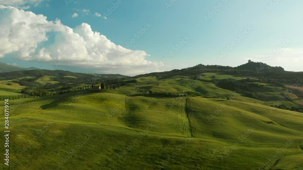 Italy aerial landscape, typical tuscany aerial landscape. Aerial video over amazing Tuscany landscape Italy aerial landscape, typical tuscany aerial landscape. Aerial video over amazing Tuscany landscape
