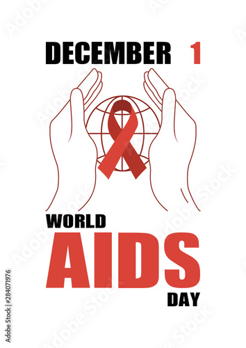 World AIDS day December 1, poster banner. HIV awareness day.