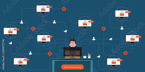 Refer a friend with email marketing concept