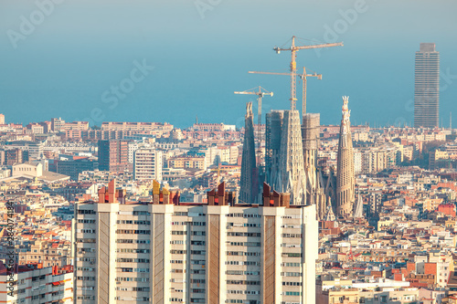 Barcelona aerial city view , Catalunya Spain 