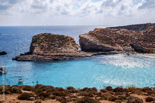 Holidays at Blue lagoon on island Comino, Malta photo