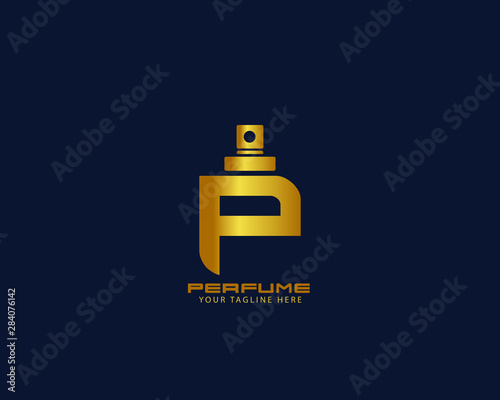Luxury Initial alphabet Letter  P Perfume perfumery logo design vector illustration can be used for cosmetics spray beauty fragrance business eps 10 fully editable