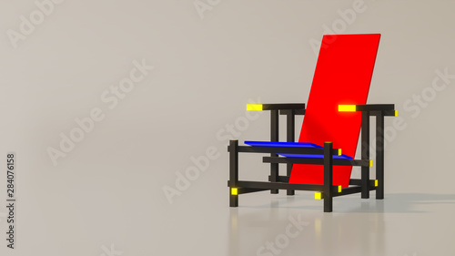 Cuadro en lienzo red and blue chair of the year 1917 by designer Rietveld
