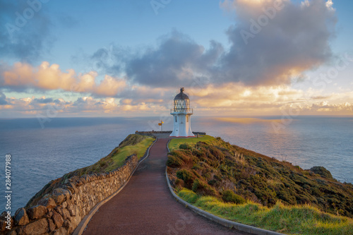 Lighthouse Cape Reinga Pacific ocean New Zealand