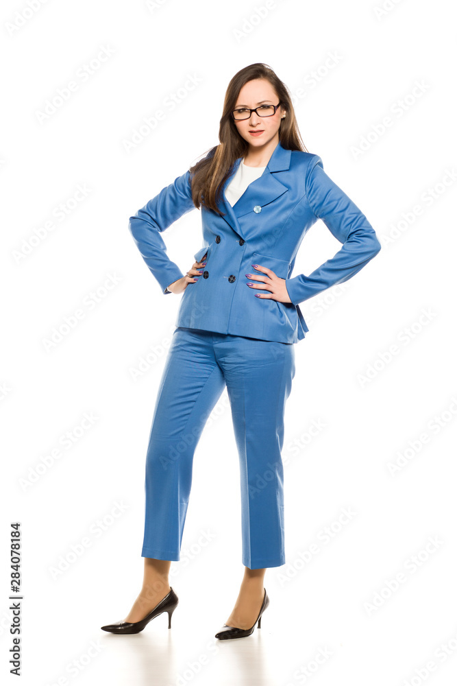 Young angry business woman with glasses standing on white background Young angry business woman with glasses standing on white background