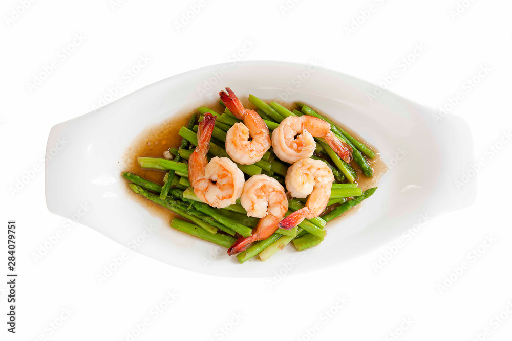 Fried shrimp with asparagus Fried shrimp with asparagus
