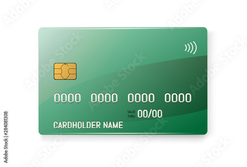 Credit plastic card with emv chip. Contactless payment