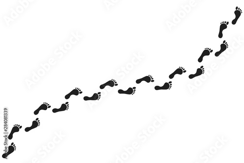 Traces of the human foot, footsteps of people, route from footprints. Wallpaper for banner, poster footprint.