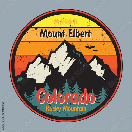 Colorado label or stamp with mountains