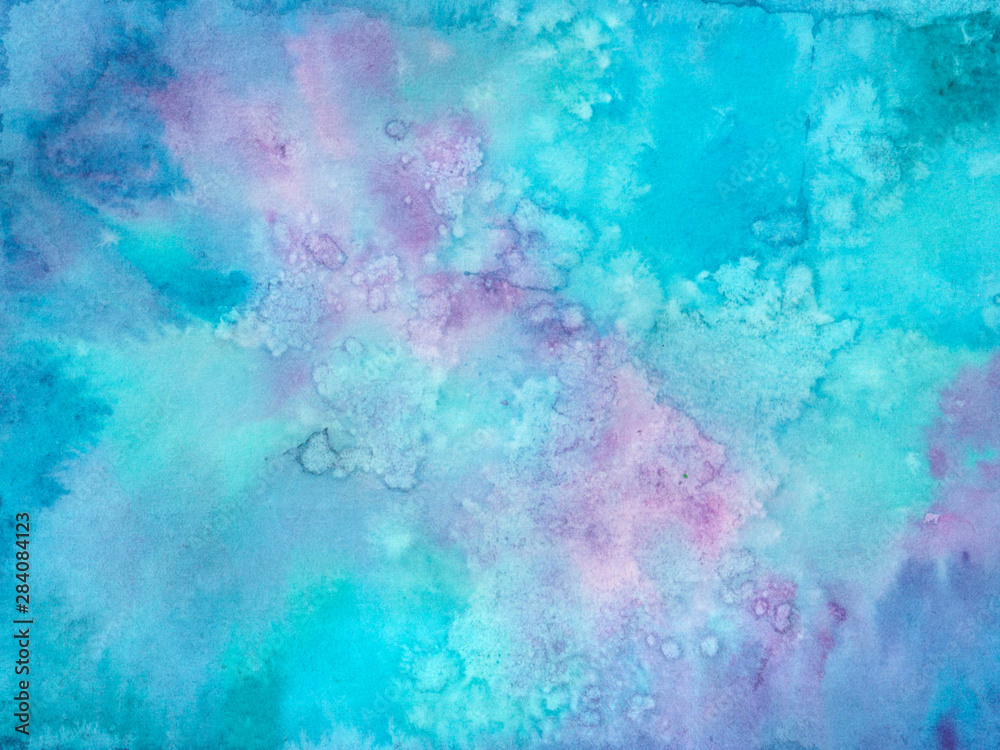Fototapeta premium Abstract blue background painted with watercolor