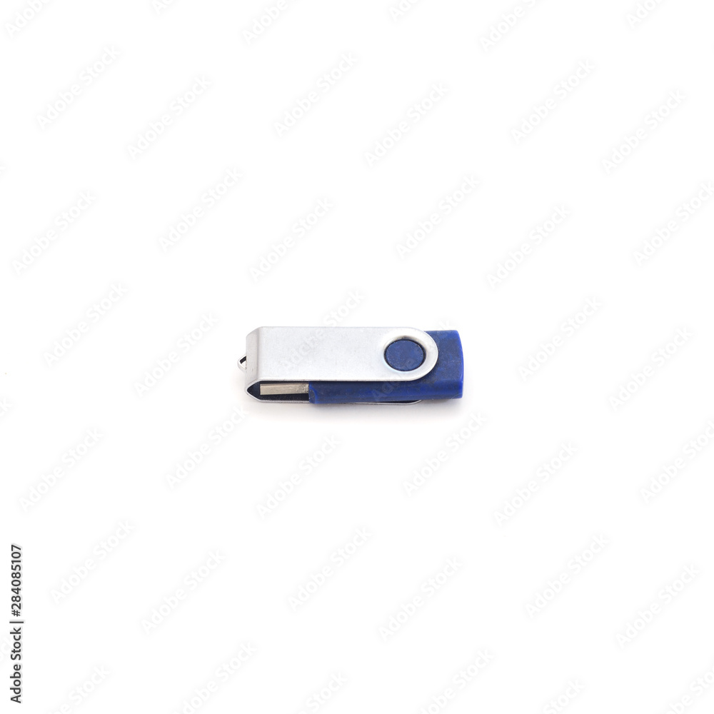 Flash drive isolated on white background.Closed with a metal cap.Computer accessory. Flash drive isolated on white background.Closed with a metal cap.Computer accessory.