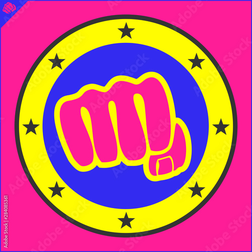 Karate emblem. Martial art creative colored simbol design. Vector, EPS.