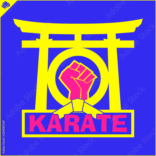 Karate emblem. Martial art creative colored simbol design. Vector, EPS.